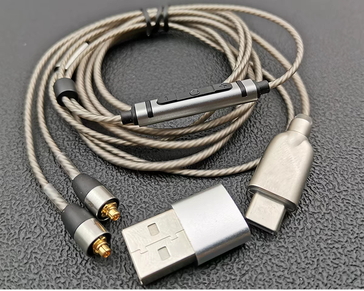 Wired Earphone Mic - MMCX Plug Type-C Silver Plated Earphone