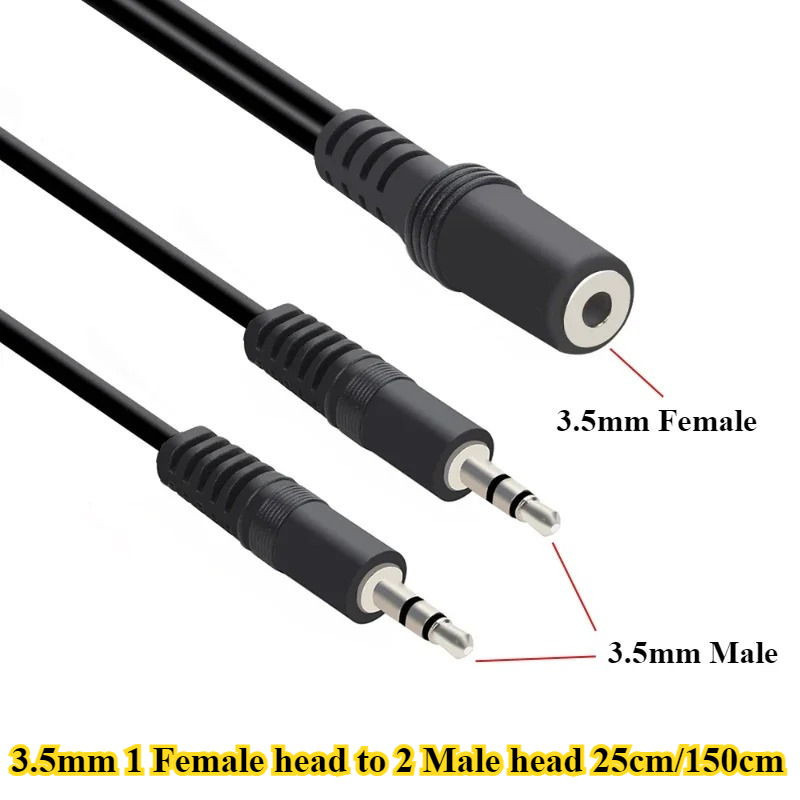 2/5Pcs/lot 3.5mm 1 to 2 Audio  - Earphone Splitter Jack のレビューと価格