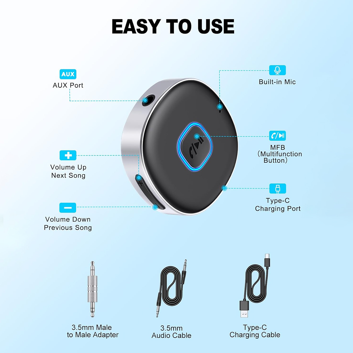 Car Bluetooth AUX Adapter, Min - Bluetooth Adapter Receiver のレビューと価格