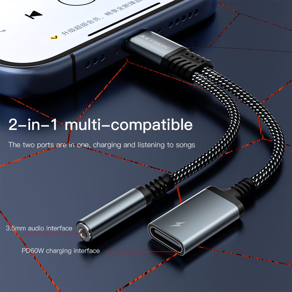 KEYSION 2 in 1 Type C to 3.5mm - Earphone Splitter Jack のレビューと価格